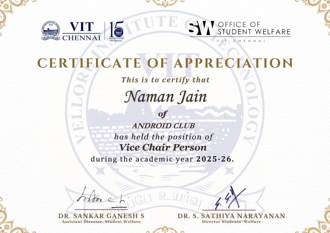 Android Club, VIT Chennai experience